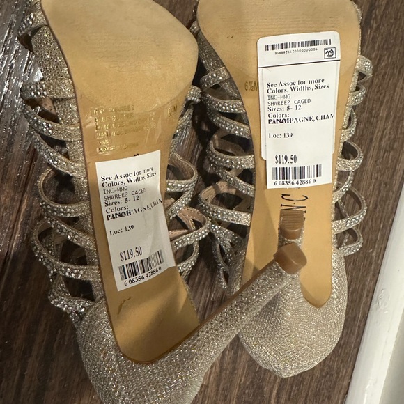 INC International Concepts Glittering Silver Strappy Heels